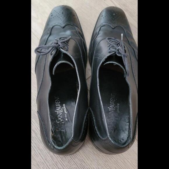 Yves Saint Laurent YSL Black Leather Oxford Brogue Dress Shoes Men's 11.5 - Picture 1 of 11